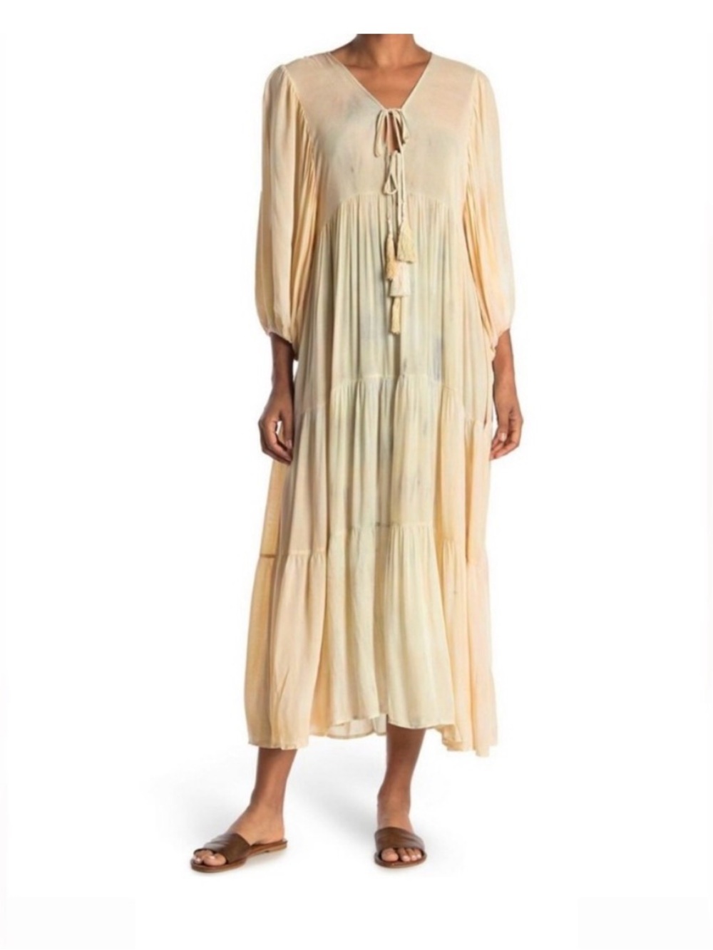 Young Fabulous & Broke Boho Cream Midi Dress size Medium
